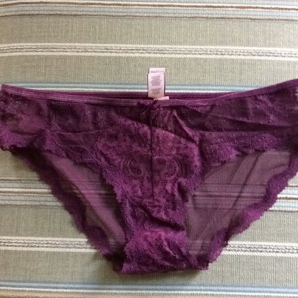 A plum hipkini from Victoria’s Secret. Brand new.